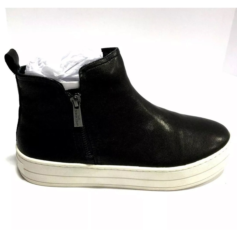 J Slides Women’s Cindy, Black Zip Sneakers, Size 10 M.